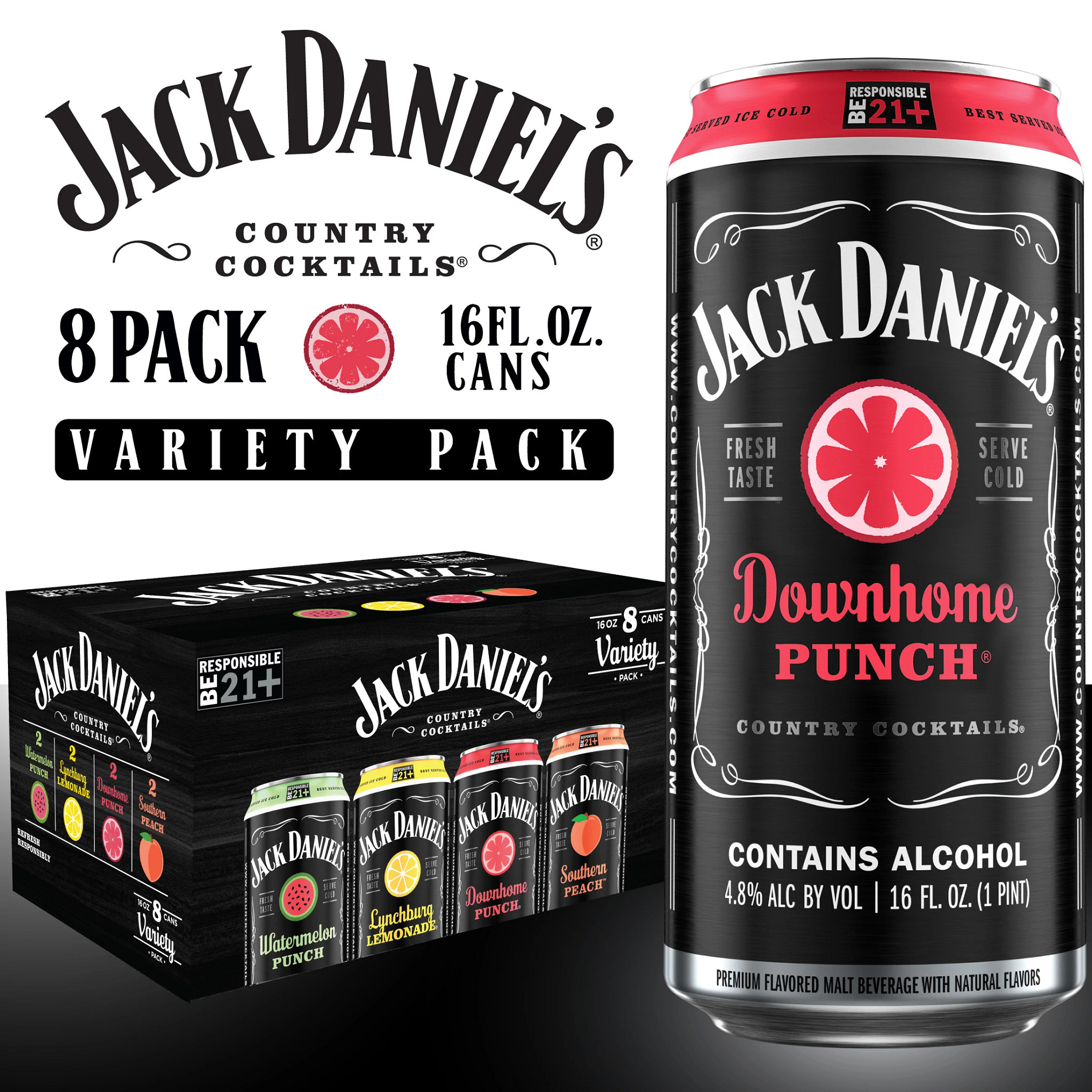 Jack Daniel's Variety Pack Liqueur - 8x 16oz Cans