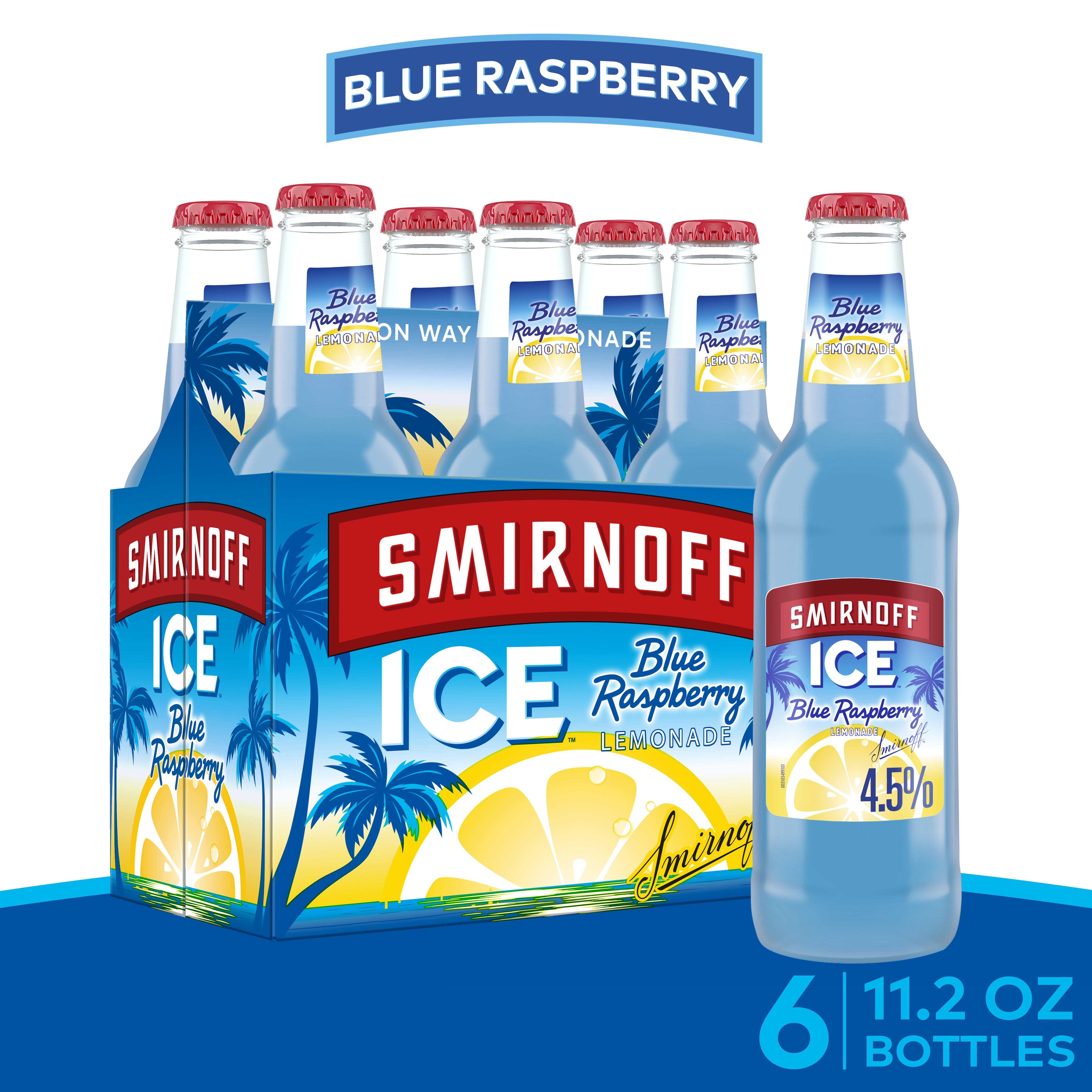Smirnoff Ice Smash Blue Raspberry Lemonade Malt Liquor - Beer - 6x 11.2oz Bottles