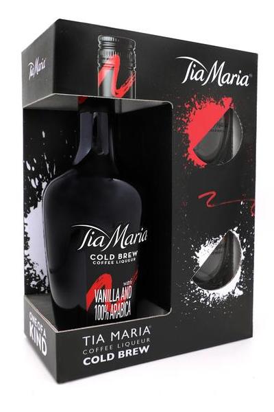 Tia Maria Coffee Liqueur with 2 Glasses Gift Set - 750ml Bottle